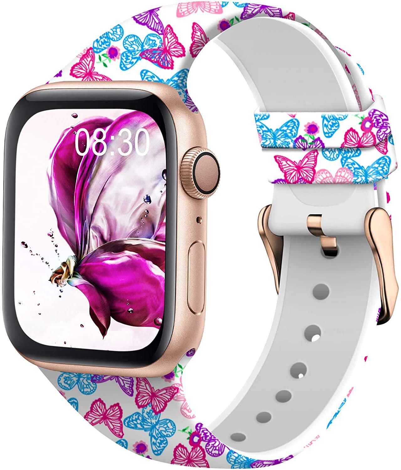Силиконовый ремешок для Apple Watch Butterflies 42-44 мм Белый