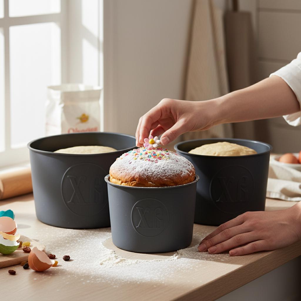Набор форм для выпечки куличей TS Kitchen круглых силиконовых 3 шт. d 14.5/12/9,5 см Темно-серый (HP-35-558GB) - фото 3