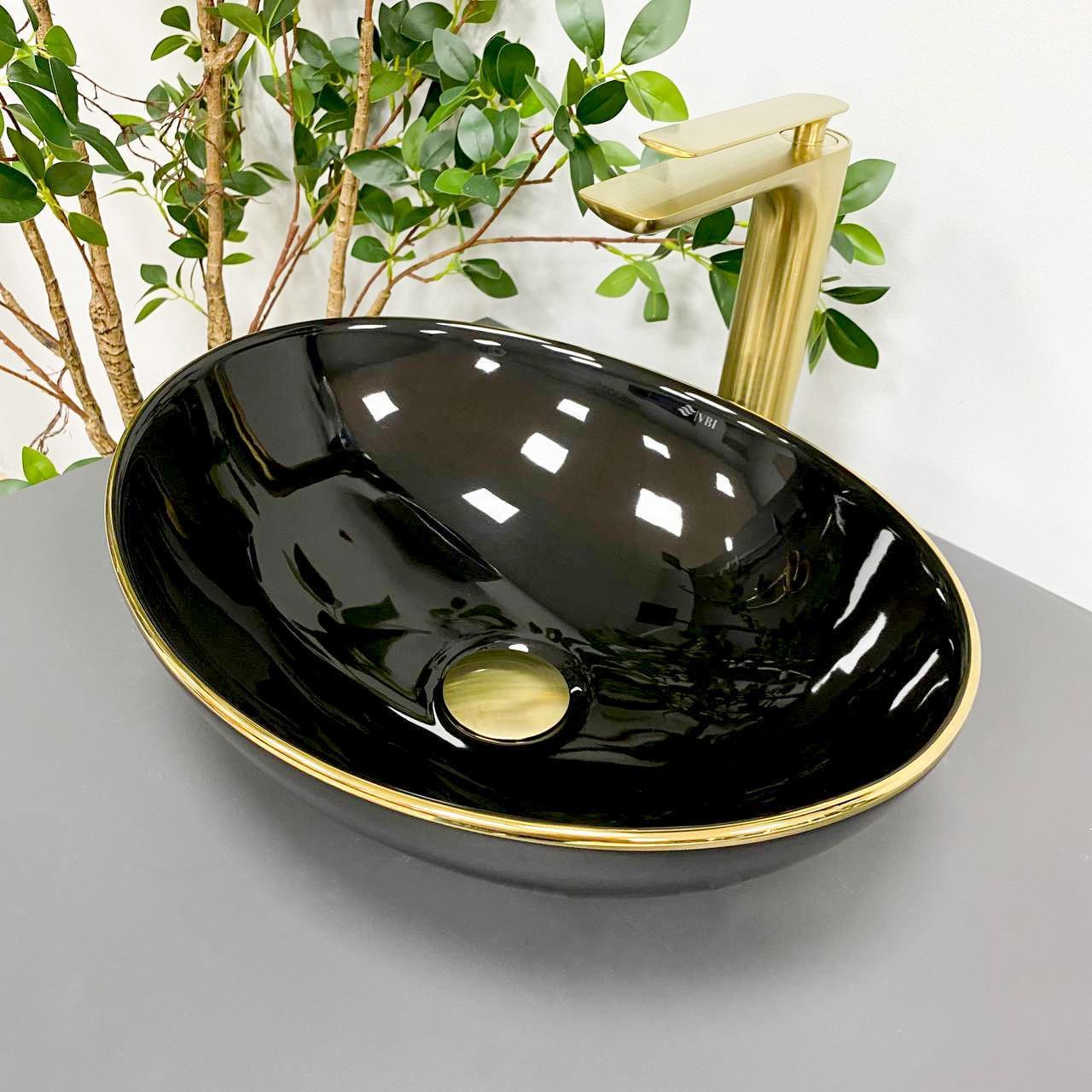 Умывальник накладной VBI PARMA Black/Gold Edge (2808389717)