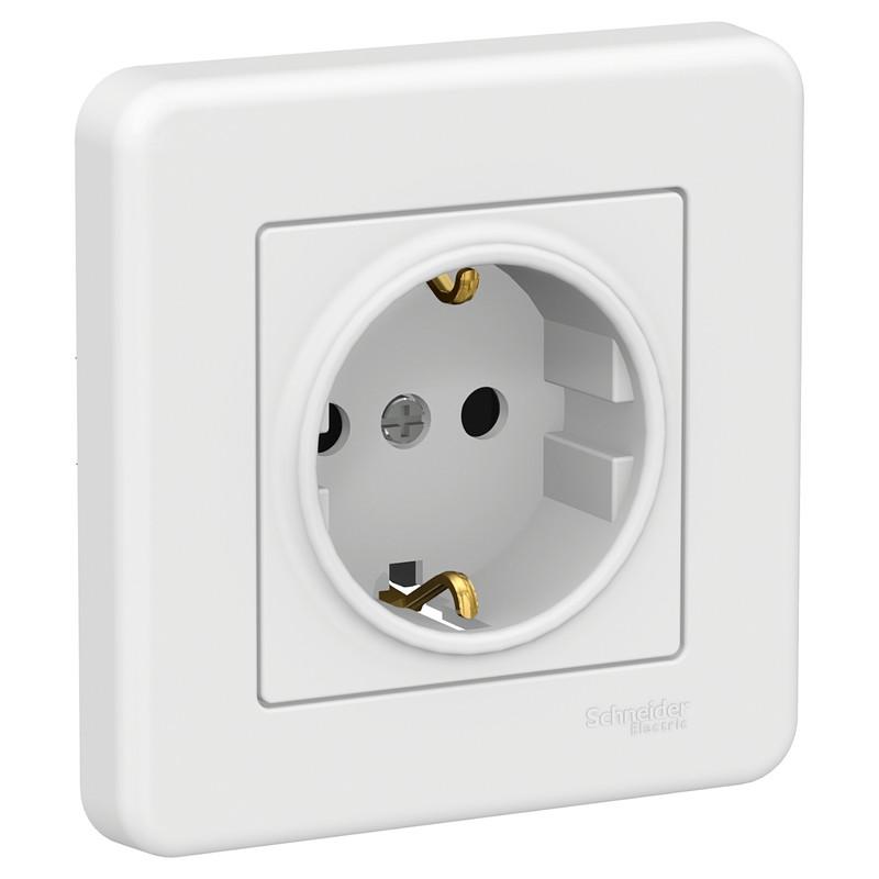 Розетка Schneider Electric Leona с заземлением ABS Белый (LNA2900121)