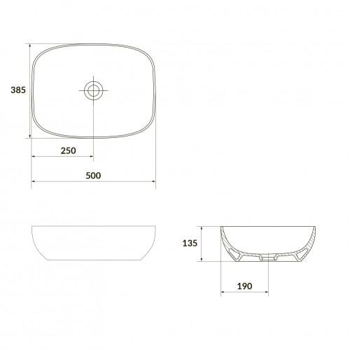 Умивальник на стільницю накладний прямокутний LARGA 50x38 см Антрацит (K677-013) - фото 5 Умивальник на стільницю накладний прямокутний LARGA 50x38 см Антрацит (K677-013) - фото 5