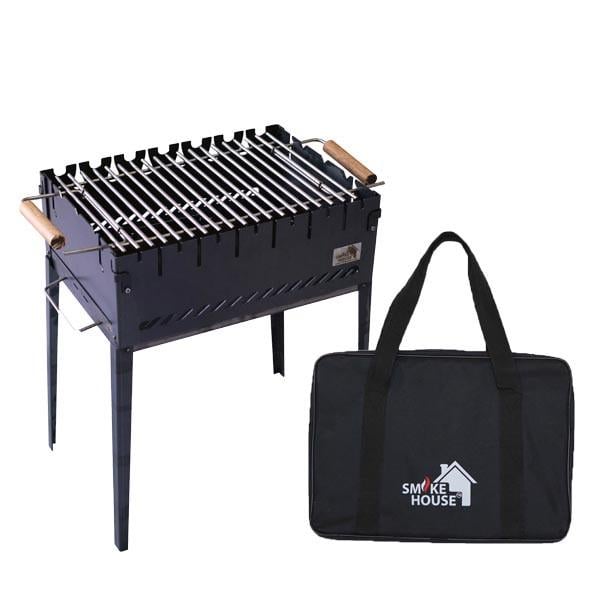 Мангал-валіза Smoke House Case 6 збірно-розбірної на 6 шампурів із сумкою та решіткою 420х300х140 мм Чорний (27860595)