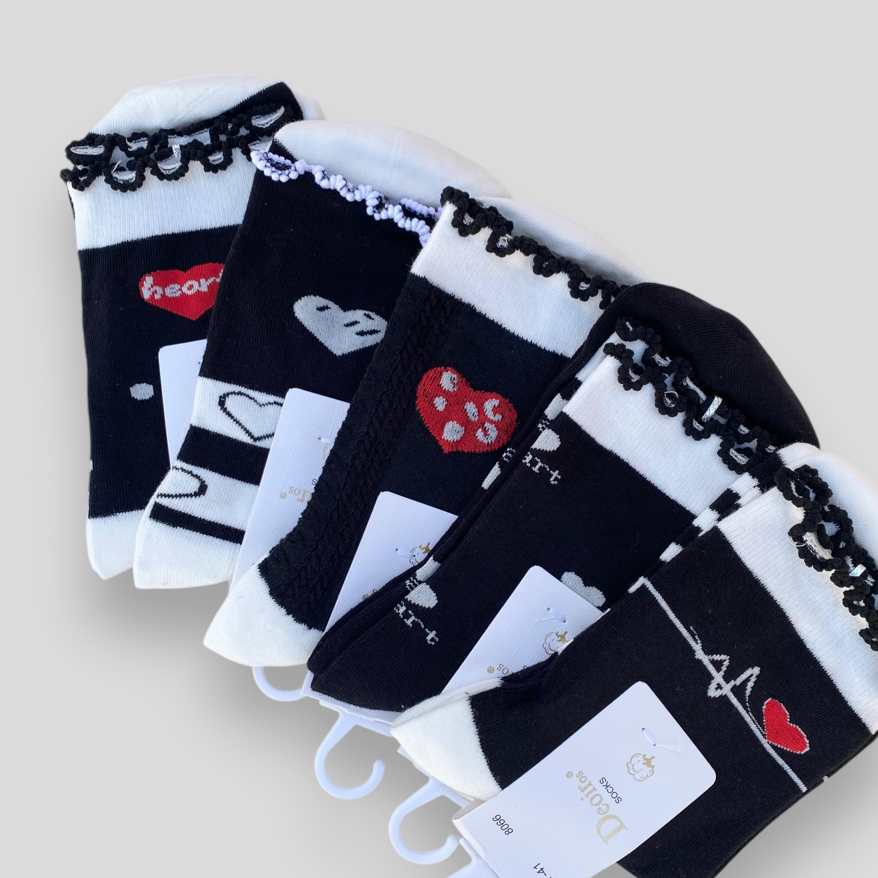 Носки Deoiros с сердечками женские высокие 5 пар р. 37-41 (J8066I)