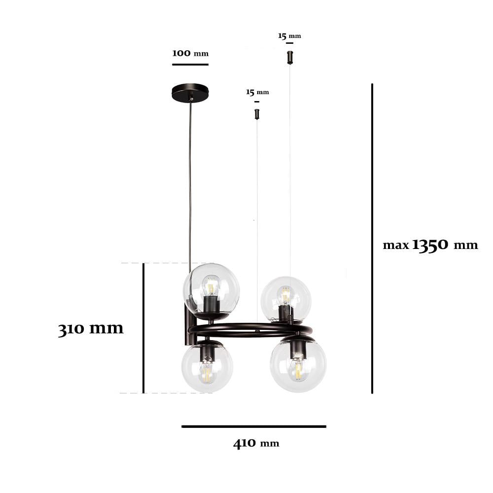 Люстра 7521011-4 BK+CL Черный/Прозрачный (LVS5132) - фото 3 Люстра 7521011-4 BK+CL Черный/Прозрачный (LVS5132) - фото 3