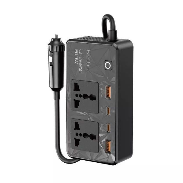 Автомобильный инвертор от прикуривателя Earldom ET-LT01 Car Power Inverter 200W для ноутбука и гаджетов