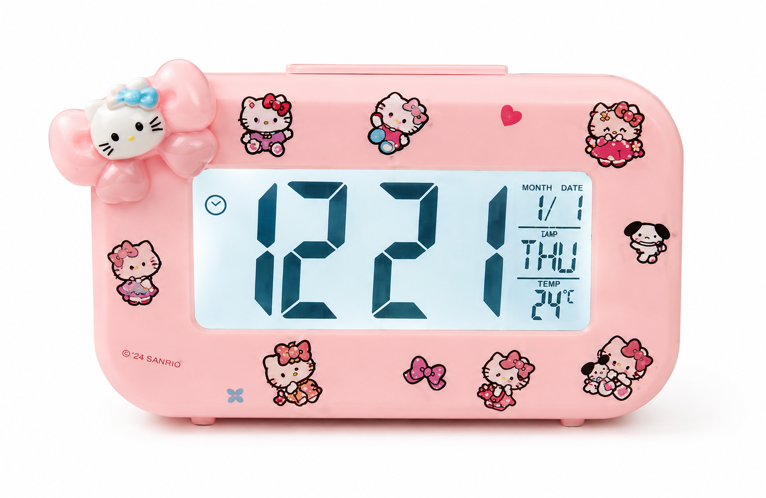 Годинник-будильник дитячий настільний Hello Kitty з термометром/календарем та LED-підсвіткою (GGH-44) Годинник-будильник дитячий настільний Hello Kitty з термометром/календарем та LED-підсвіткою (GGH-44)