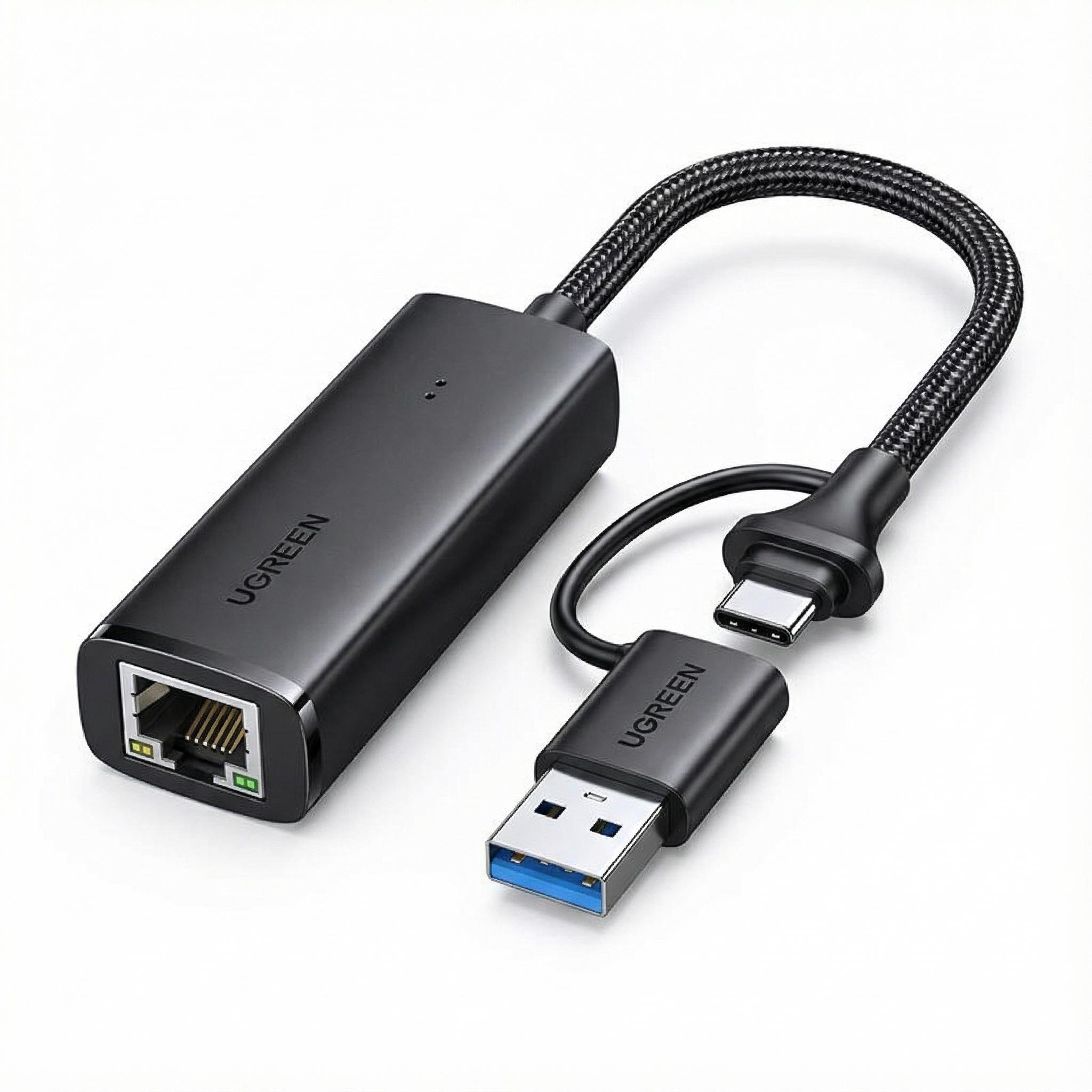 Адаптер сетевой гигабитный Ugreen CM650 1000 Мбит/с 15 см Черный (15638)