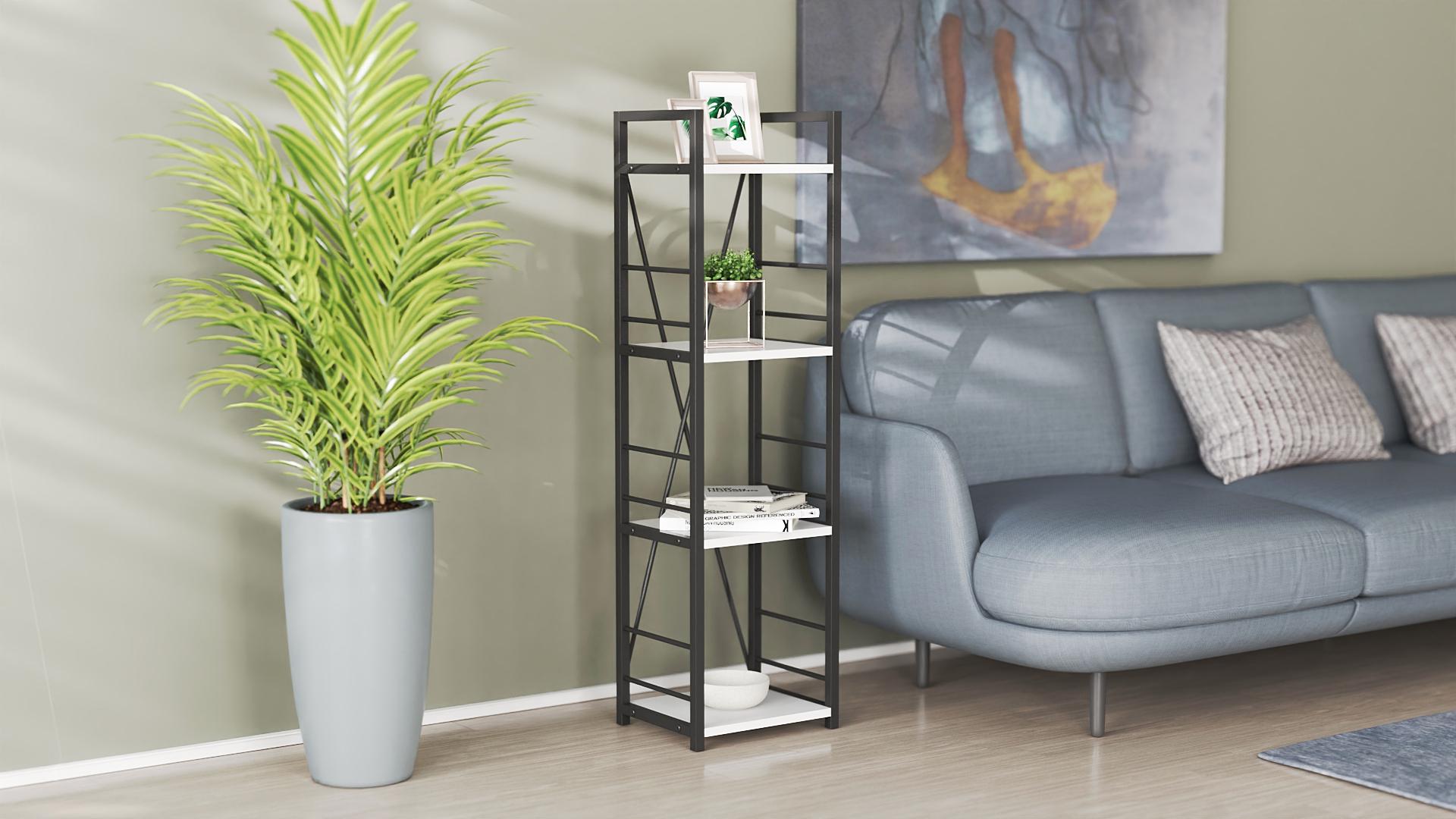 Этажерка Ferrum-decor Коннект 4/34 ДСП 16 мм 120x34x28 см Черный/Белый (FRD-104272)