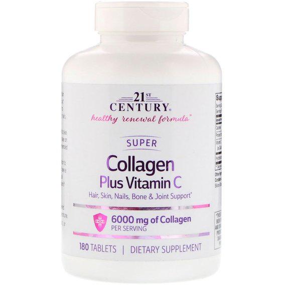 Коллаген 21st Century Super Collagen Plus Vitamin C 6000 мг 180 Tabs