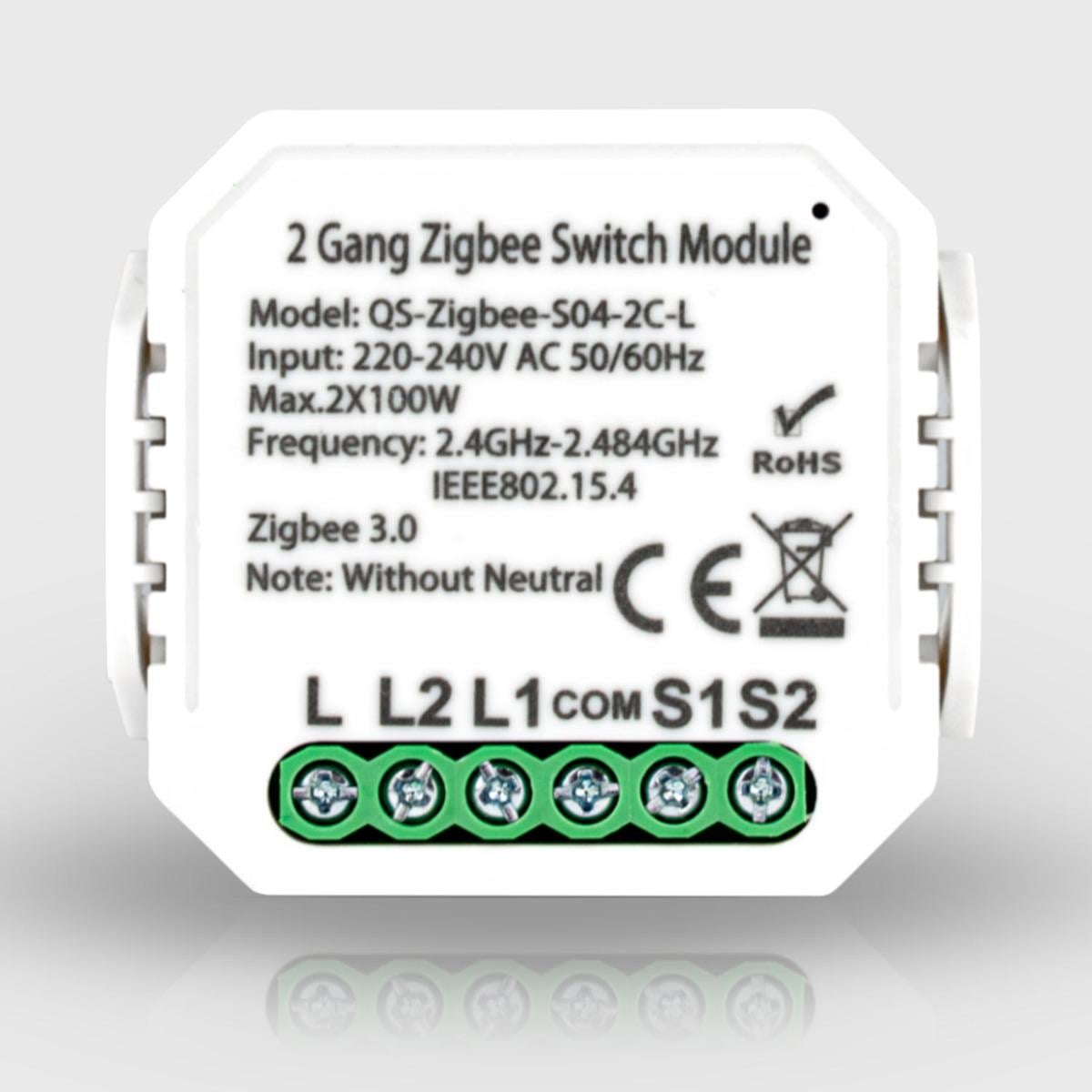 Реле двоканальне ZigBee без нульової лінії Tuya (WH00224) Реле двоканальне ZigBee без нульової лінії Tuya (WH00224)