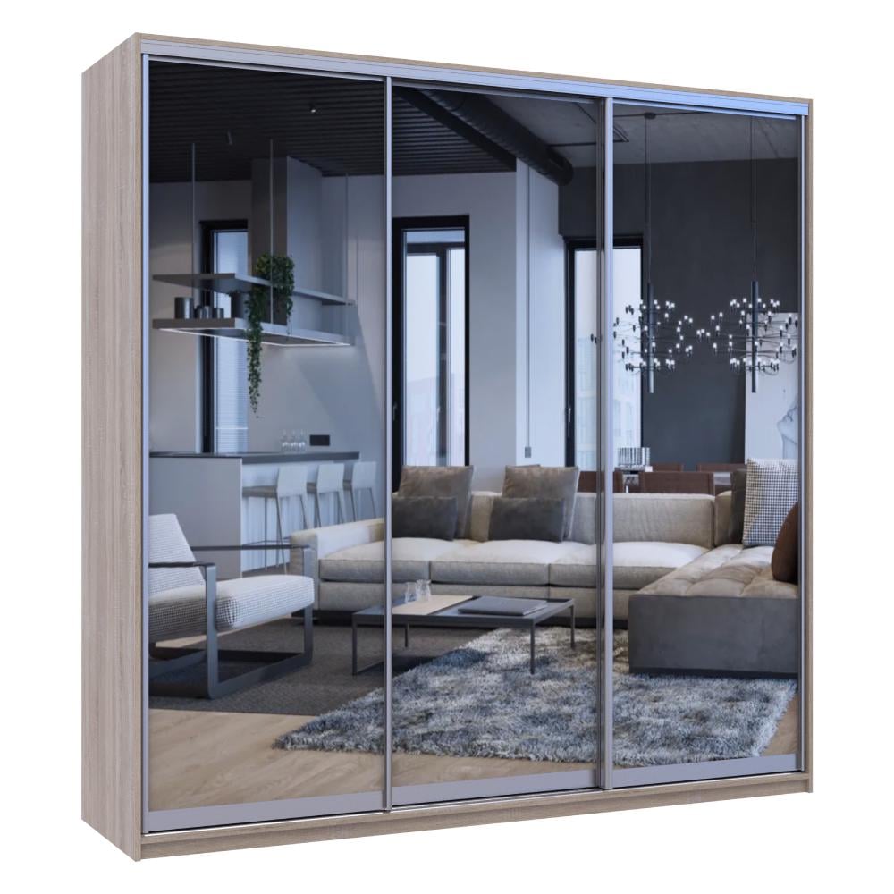 Шкаф-купе трехдверный Doros Сити Лайт 3 зеркала 225х60х225 см Дуб сонома - фото 2