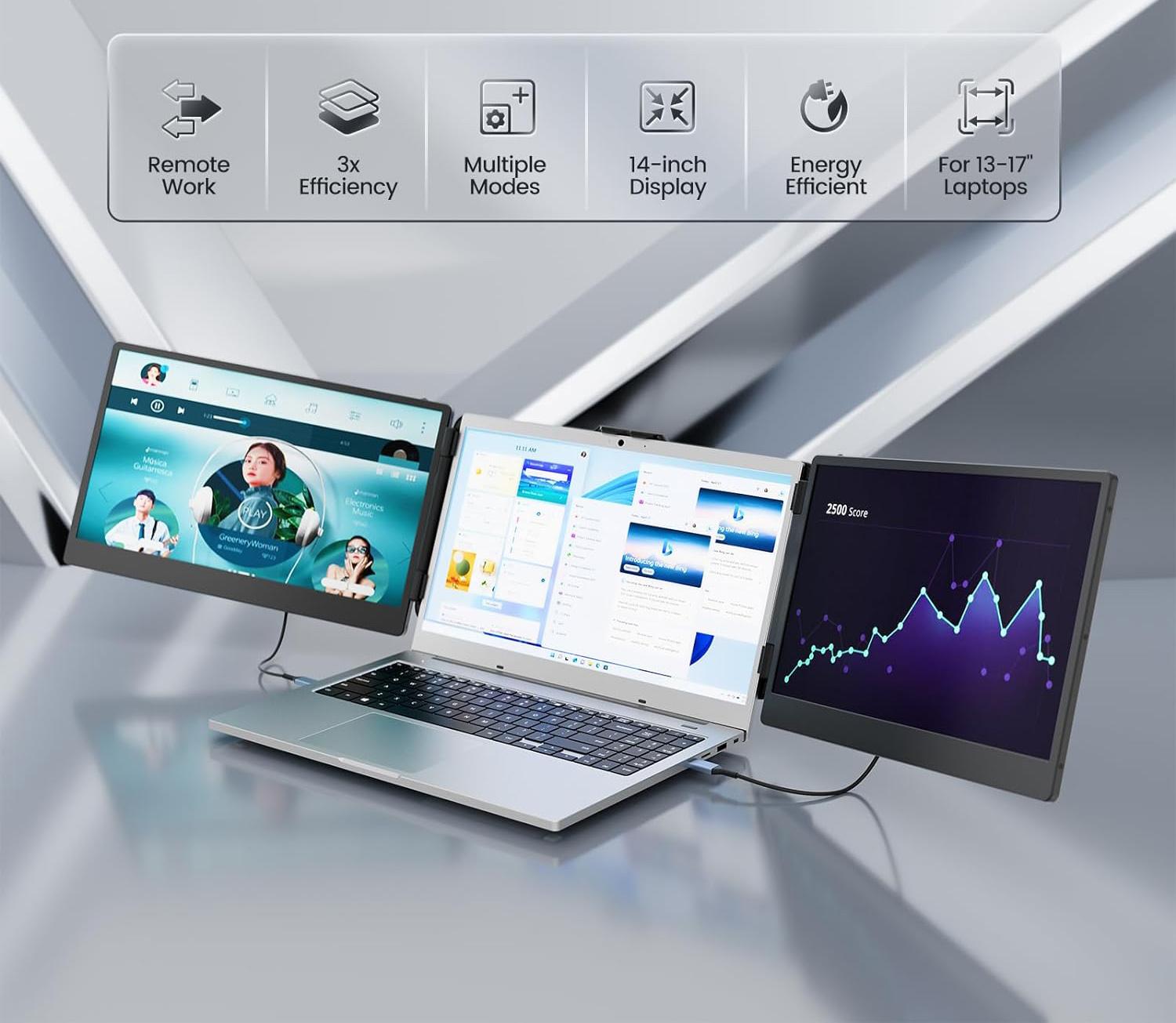 Мониторы для ноутбука Teamgee 13-17''/14'' Full HD 1080p IPS с двумя динамиками Plug and Play HDMI/USB-A/Type-C совместимы с Mac Wins Android Dex - фото 2 Мониторы для ноутбука Teamgee 13-17''/14'' Full HD 1080p IPS с двумя динамиками Plug and Play HDMI/USB-A/Type-C совместимы с Mac Wins Android Dex - фото 2