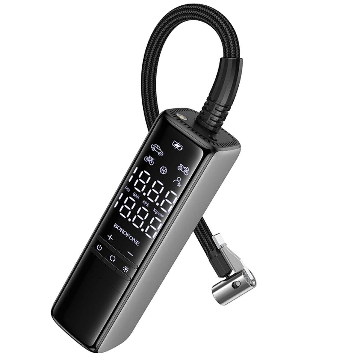 Насос автомобільний Borofone FC1 компрессор 160 PSI LED підсвічування Чорний (620014)