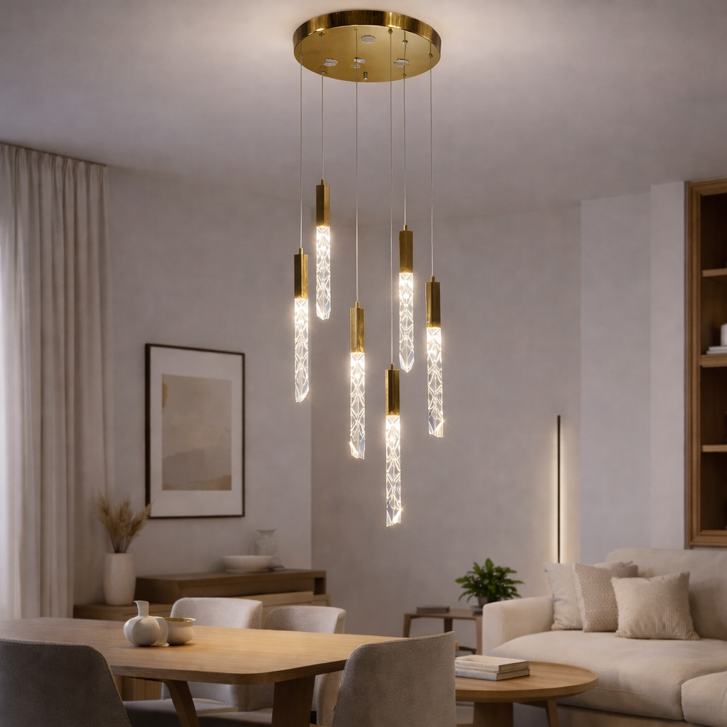 Люстра Modern Crystal Drop LED 1 режим нейтральне світло 36W (20130/6GD)