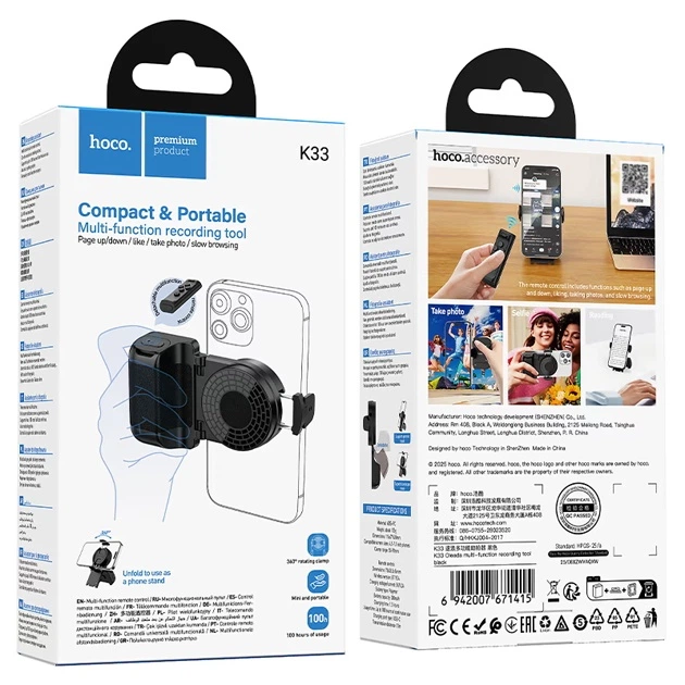 Держатель телефона Hoco K33 Oleada Multi-Function Recording Tool Black - фото 2