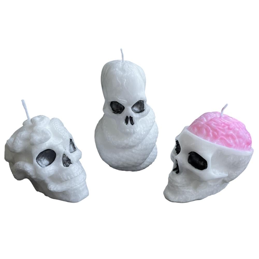 Подарочный набор из 3 свечей черепов на Хэллоуин (TA0180) Подарочный набор из 3 свечей черепов на Хэллоуин (TA0180)