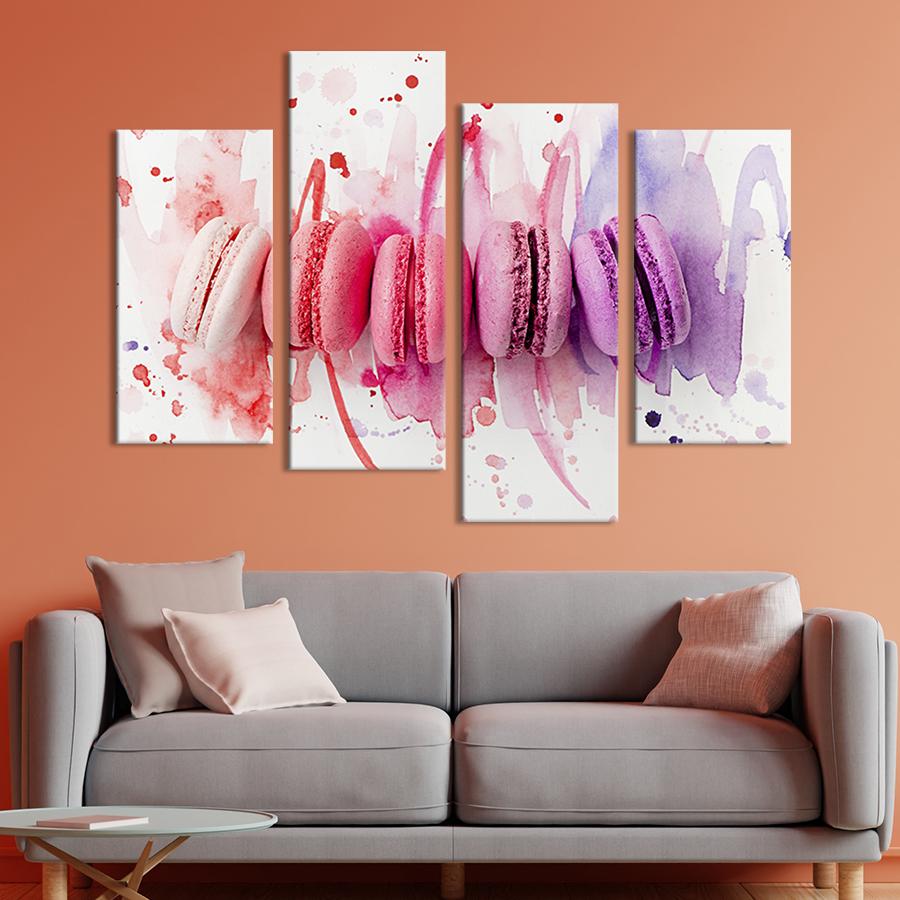 Картина модульная из 4 частей Макаруны на белом фоне XL 149x106 см (308-42) Картина модульная из 4 частей Макаруны на белом фоне XL 149x106 см (308-42)