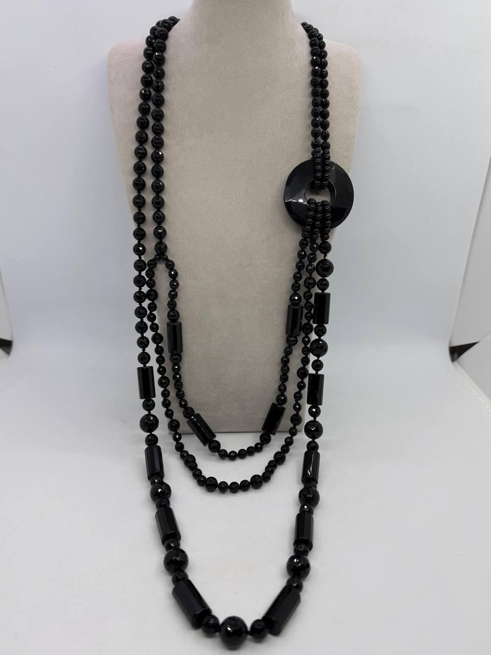 Намисто з чорного агату 80 см Чорний (12997)