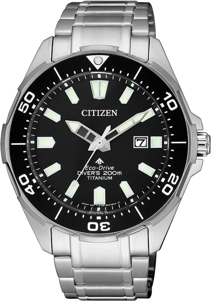 Наручные часы мужские Citizen BN0200-81E Eco-Drive с титановым корпусом/черным циферблатом и водозащитой 200 м