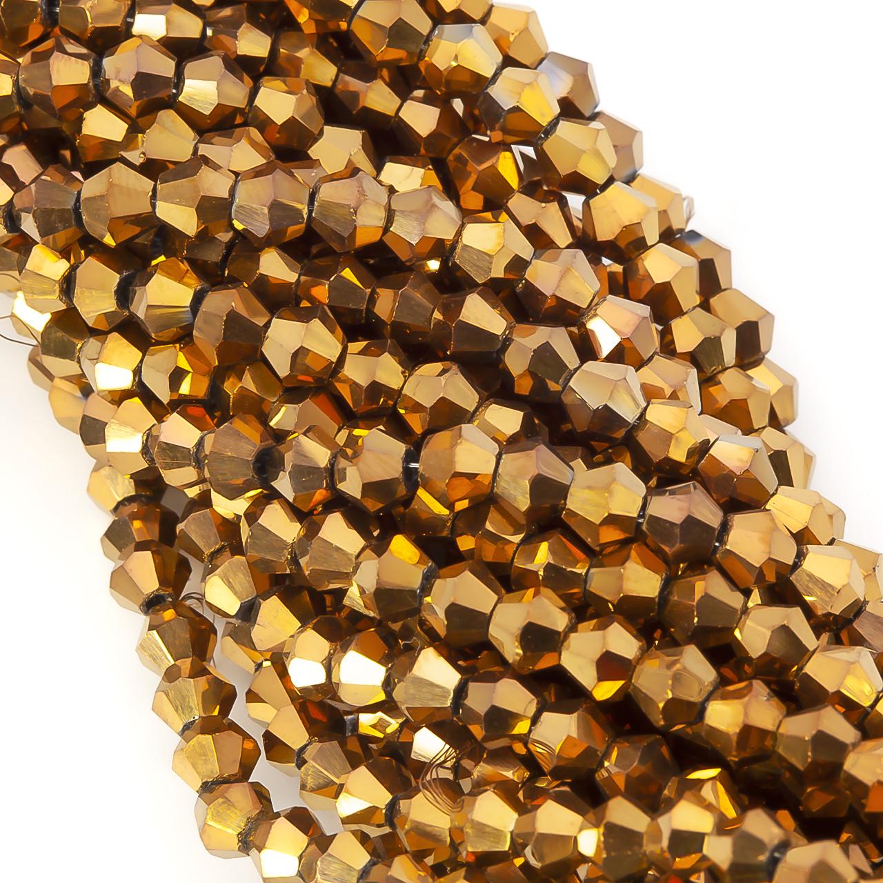 Бусины хрустальные Биконус 4х4,2 мм 95 шт. Медный (БИ0004к89)