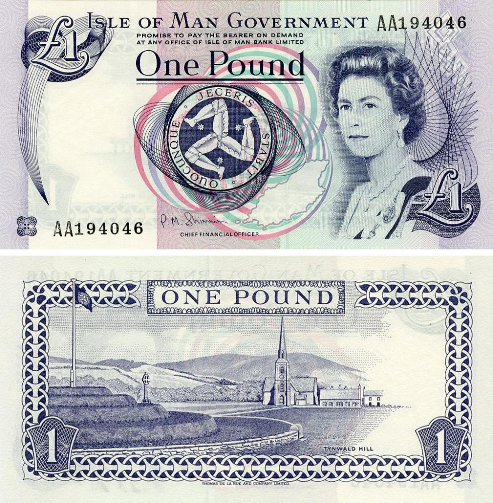 Коллекционная банкнота Остров Мэн 1 фунт 2009 UNC serie AA (P40c)