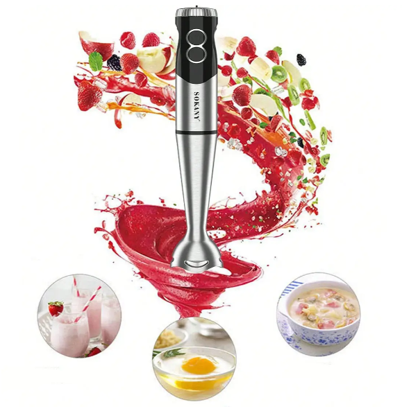 Блендер погружной SOKANY SK-02006 2 скорости Turbo нержавеющая сталь 800 Вт (2777349921) - фото 5 Блендер погружной SOKANY SK-02006 2 скорости Turbo нержавеющая сталь 800 Вт (2777349921) - фото 5