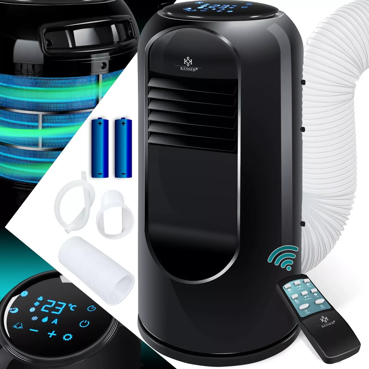 Кондиционер мобильный KESSER 4в1 2,7 кВт 35x78,5x37см Черный - фото 7 Кондиционер мобильный KESSER 4в1 2,7 кВт 35x78,5x37см Черный - фото 7