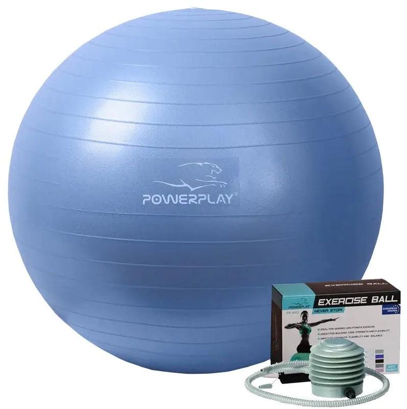 Мяч для фитнеса PowerPlay 4001 Gymball с насосом Ø 65 см Синий - фото 2