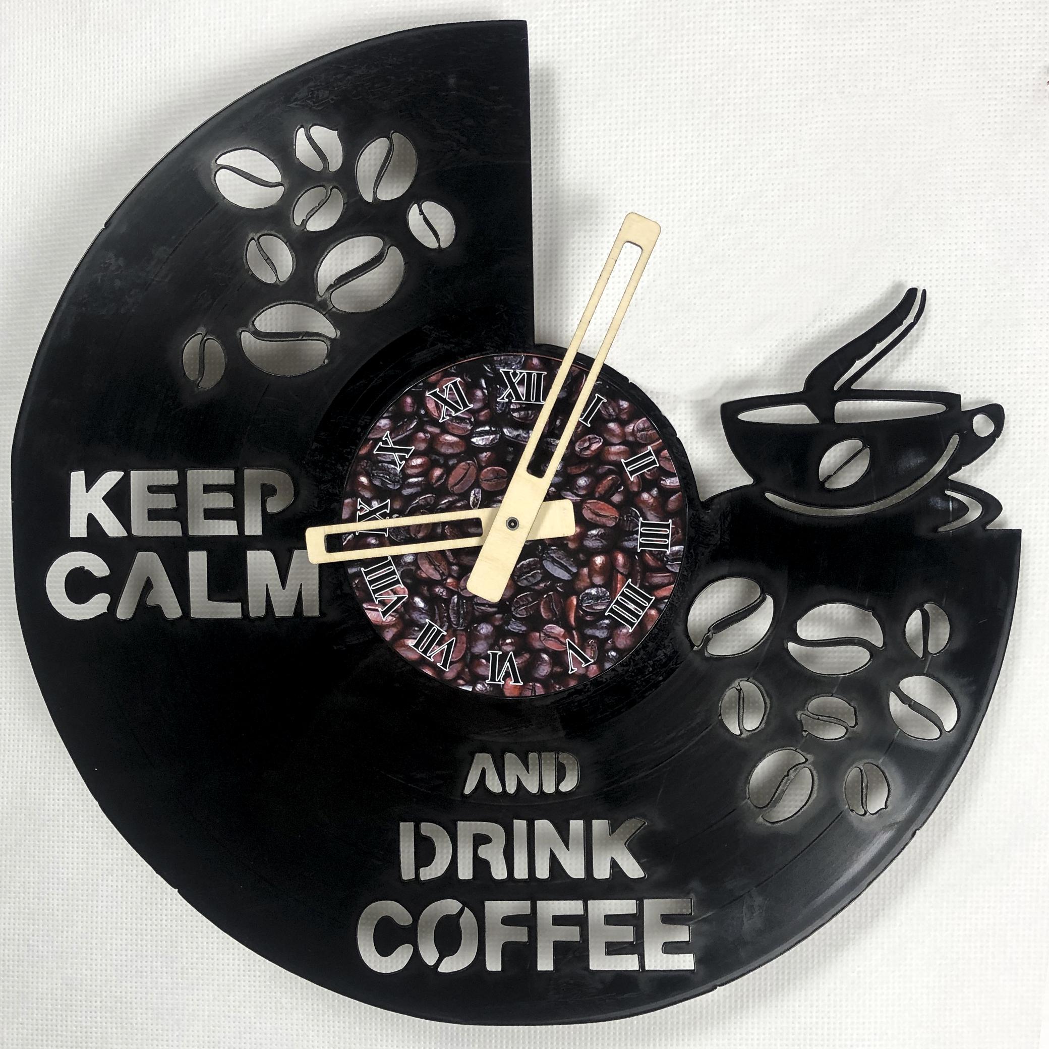 Часы с виниловой пластинки Кофе (0000022)
