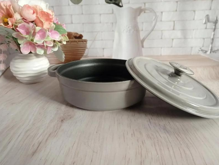 Каструля-сотейник OMS чавунна з кришкою для газу і індукцїі 4 л Сірий (3365-4-gray) - фото 3