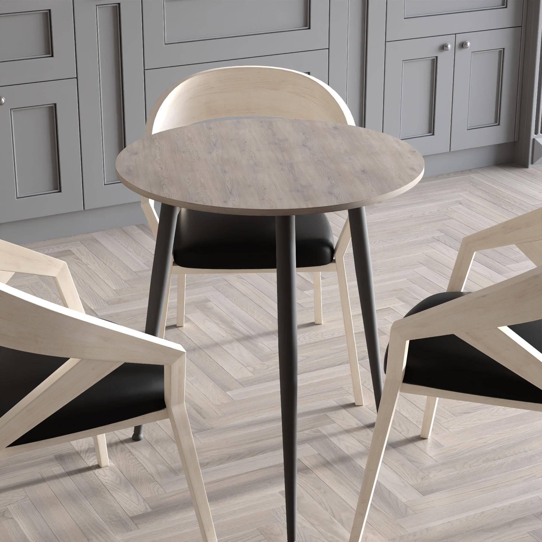 Обідній стіл круглий Ferrum-decor OPTIMA 3 ніжки конусні метал/ДСП 16 мм 750x670x670 мм Чорний/Дуб Кремона Канолло (FRD-107553)