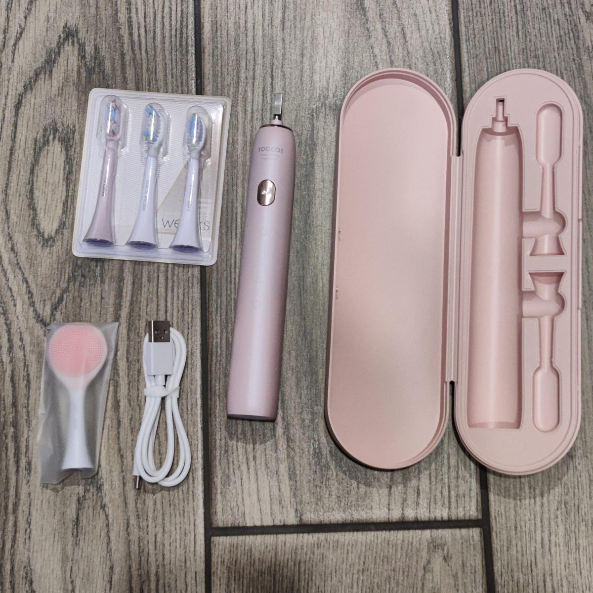 Зубна щітка звукова Soocas X3U Blue Edition Global з фуляром та 4-ма насадками Рожевий (2874) - фото 3