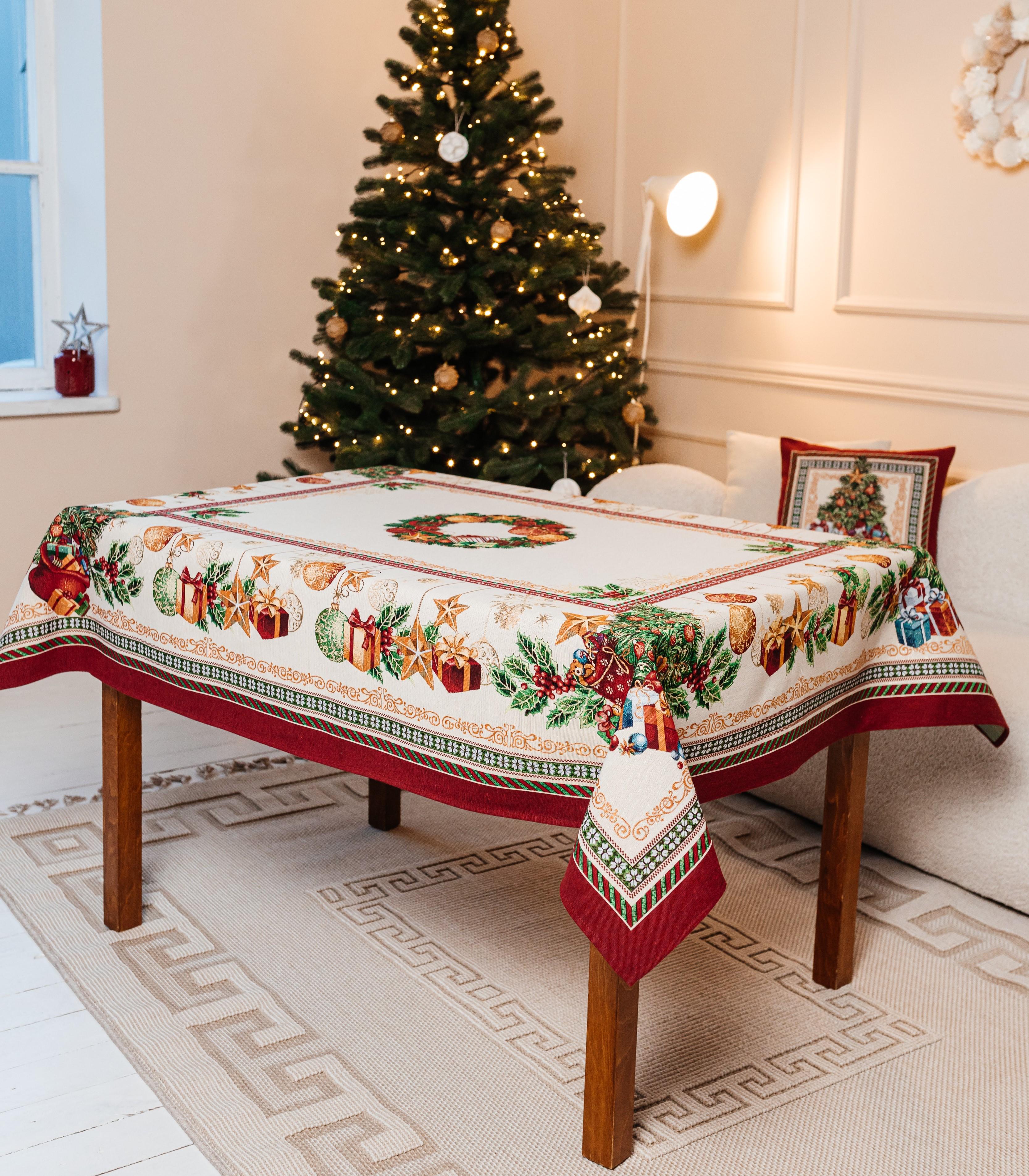 Скатерть новогодняя Premium гобеленовая 140x180 см (JOUETS-180)