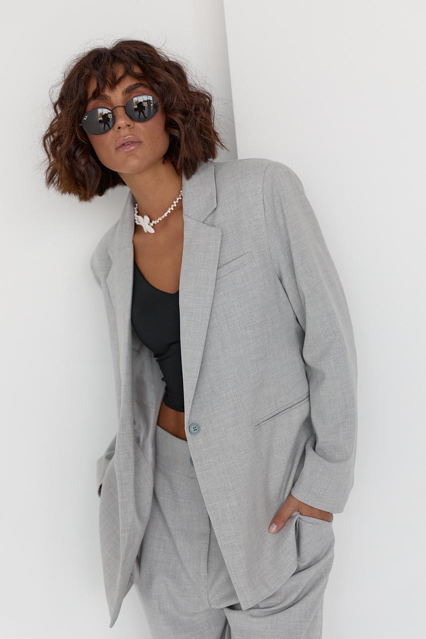 Пиджак однобортный на пуговице M Серый (11686269)
