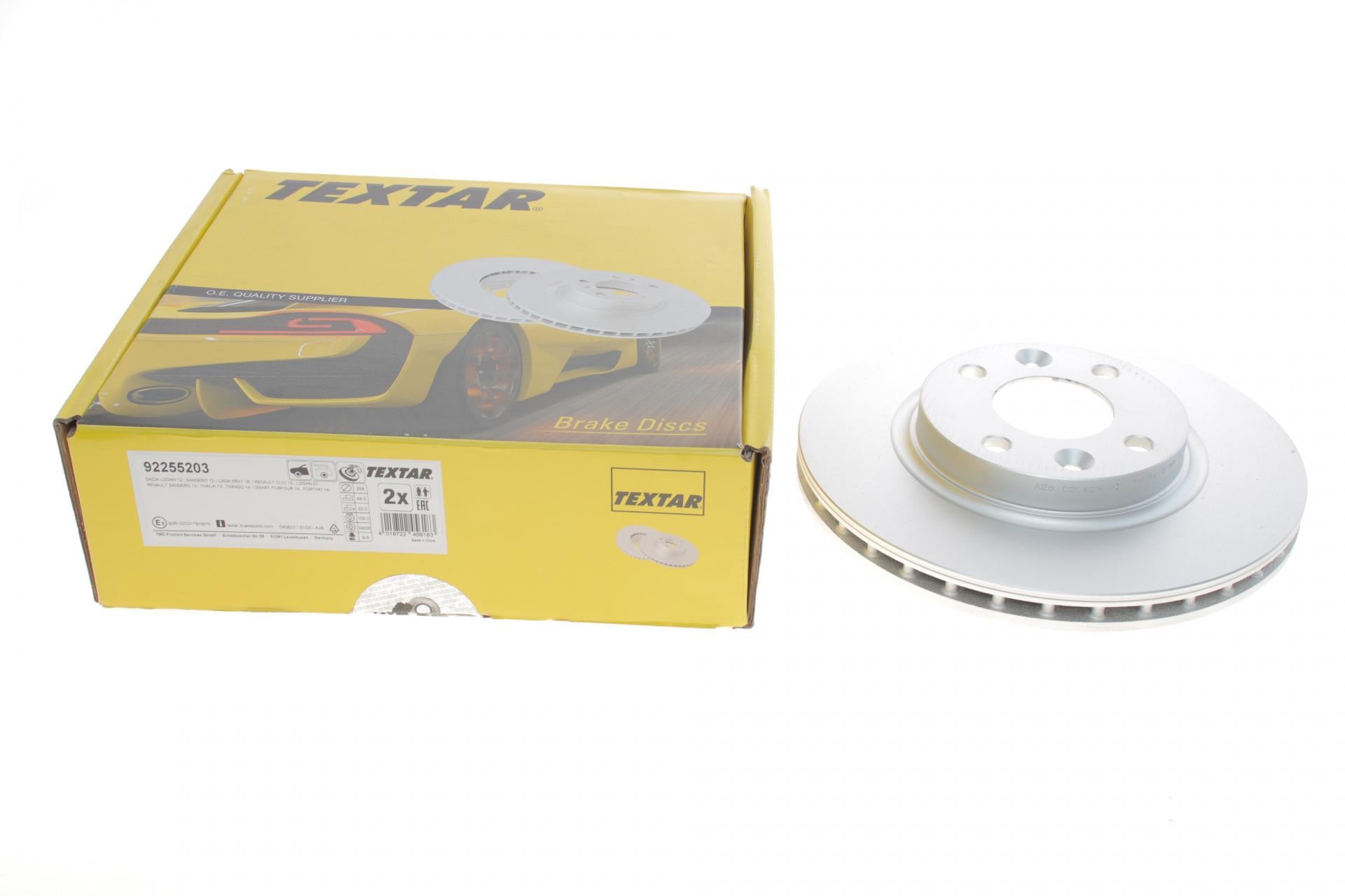 Диск тормозной передний TEXTAR PRO для Renault Logan/Sandero 12-258x22 мм (92255203)/// Диск тормозной передний TEXTAR PRO для Renault Logan/Sandero 12-258x22 мм (92255203)///