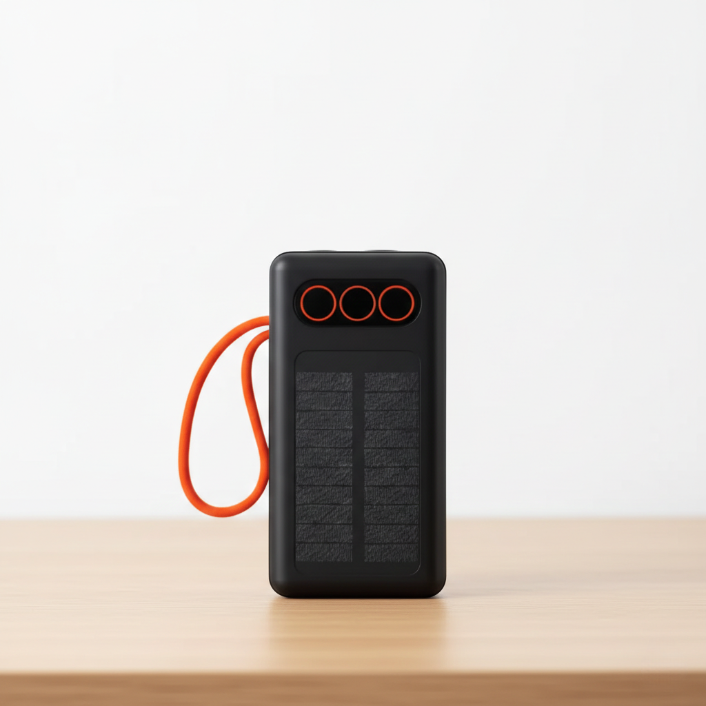 Повербанк із швидкою зарядкою 22,5 Вт з 3 вбудованими шнурами та сонячною панеллю 30000 mAh Чорний (HP-N56)
