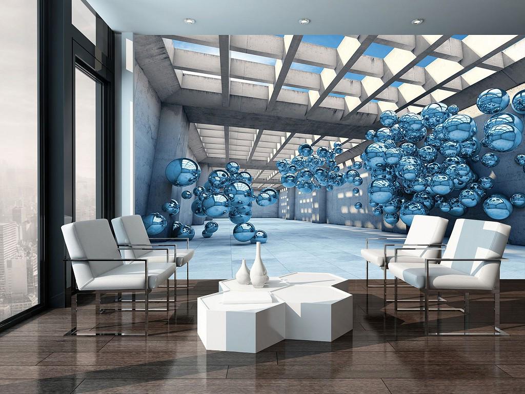 Фотообои Большая комната с шарами с клеем 368x254 см (10134P8)