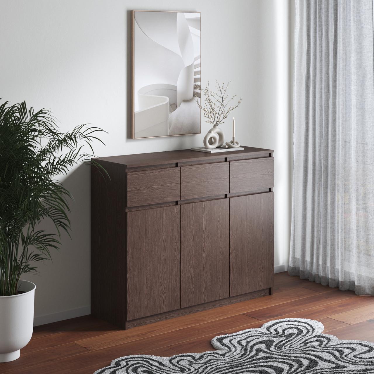 Комод з шухлядами та полицями Вайс R-33 120х40х98 см Венге Темний (30291520) - фото 1 Комод з шухлядами та полицями Вайс R-33 120х40х98 см Венге Темний (30291520) - фото 1