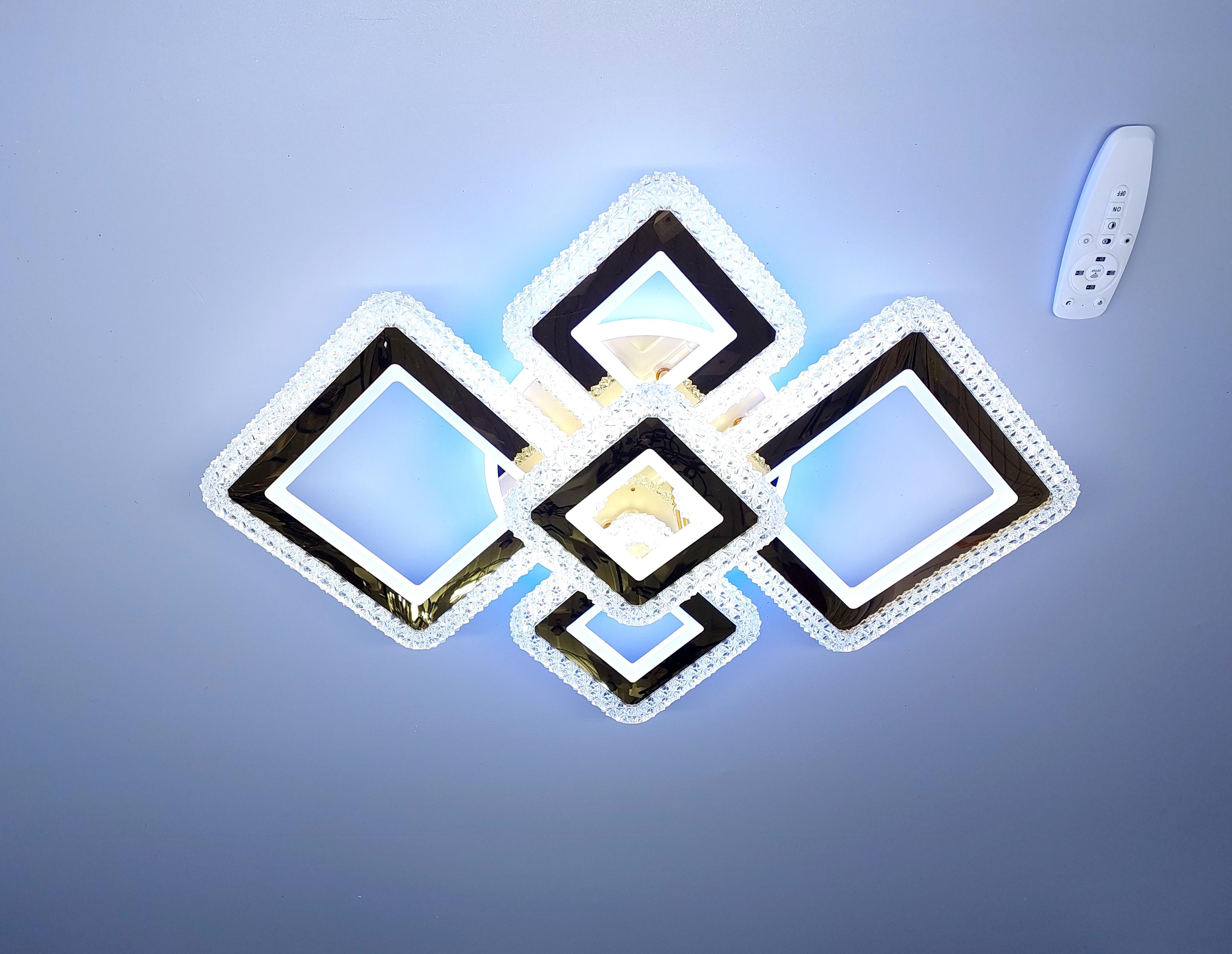 Люстра светодиодная 82R/2+3 GD+RGB с подсветкой 190/28W Золотой (18188322)