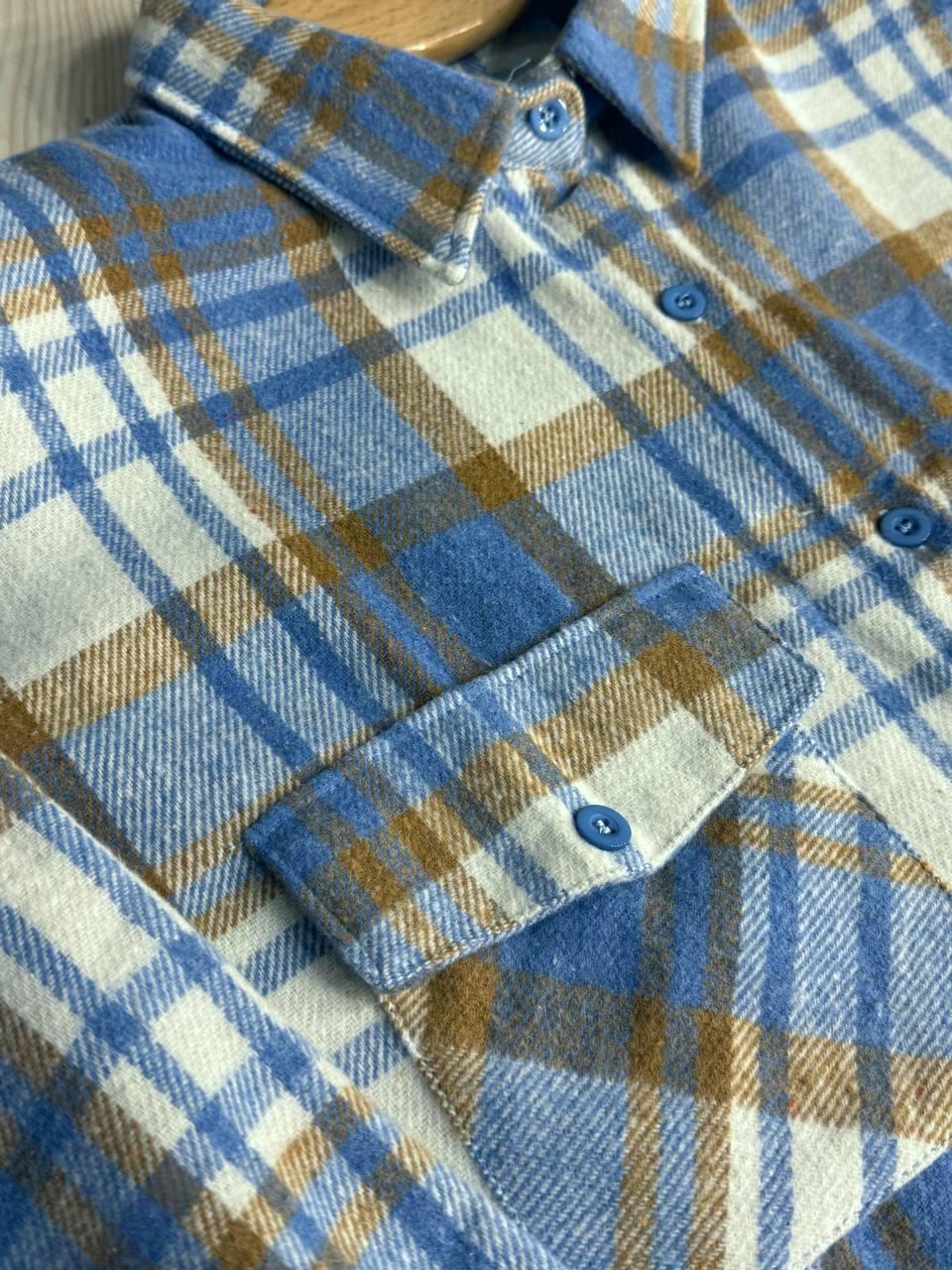 Сорочка жіноча YZY 223 картата оверсайз тепла байка OS Блакитний (5400) - фото 2 Сорочка жіноча YZY 223 картата оверсайз тепла байка OS Блакитний (5400) - фото 2