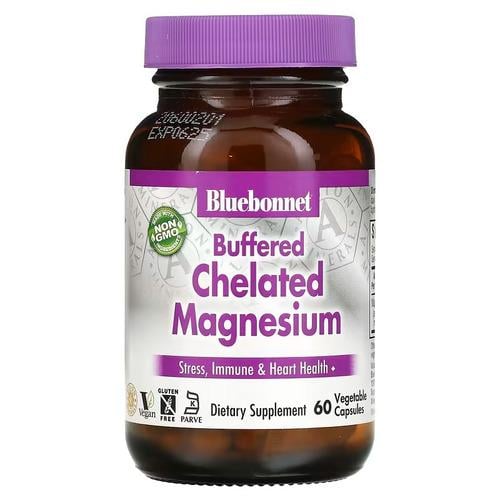 Магний Bluebonnet Buffered Chelated Magnesium 60 Capsules (BLB-00672)