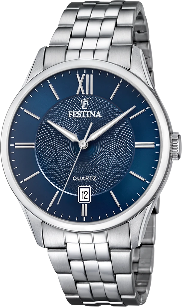 Наручные часы мужские Festina F20425/2 Classics со стальным корпусом WR 50 м и синим циферблатом