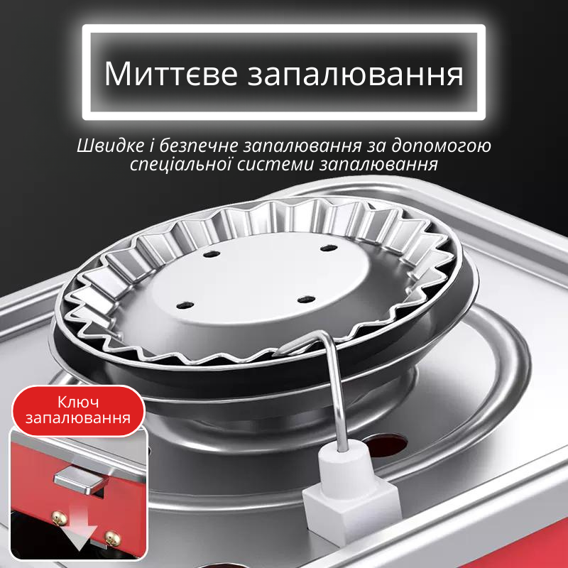 Плитка газова Kovar Портативна із захисним чохлом та 3 газовими балонами Червоний (96941-03) - фото 2