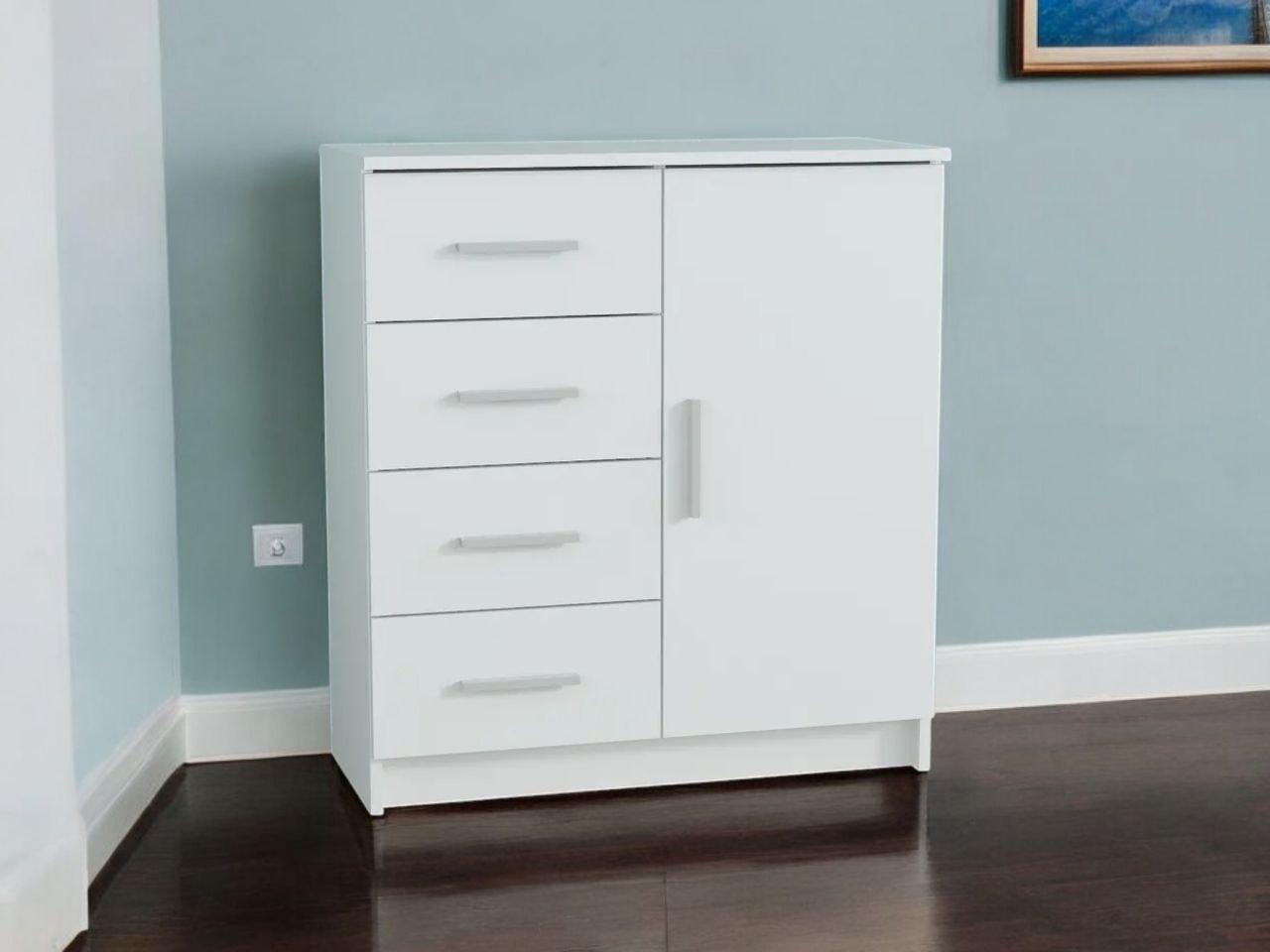 Комод для речей на 4 шухляди з дверима Білий (P93) - фото 4 Комод для речей на 4 шухляди з дверима Білий (P93) - фото 4