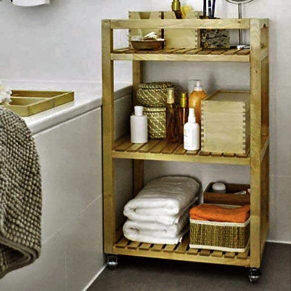 Этажерка для ванной из дерева на колесиках Туриман Сиена (АБТ-000505)