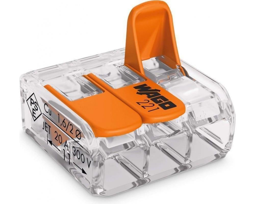 Клема швидкого монтажу WAGO з важелями прозора 3х2,5 мм (28679971)