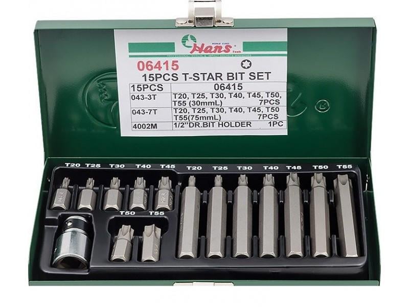 Бит набор Hans TORX 30/75 мм 15 пр. (06415)