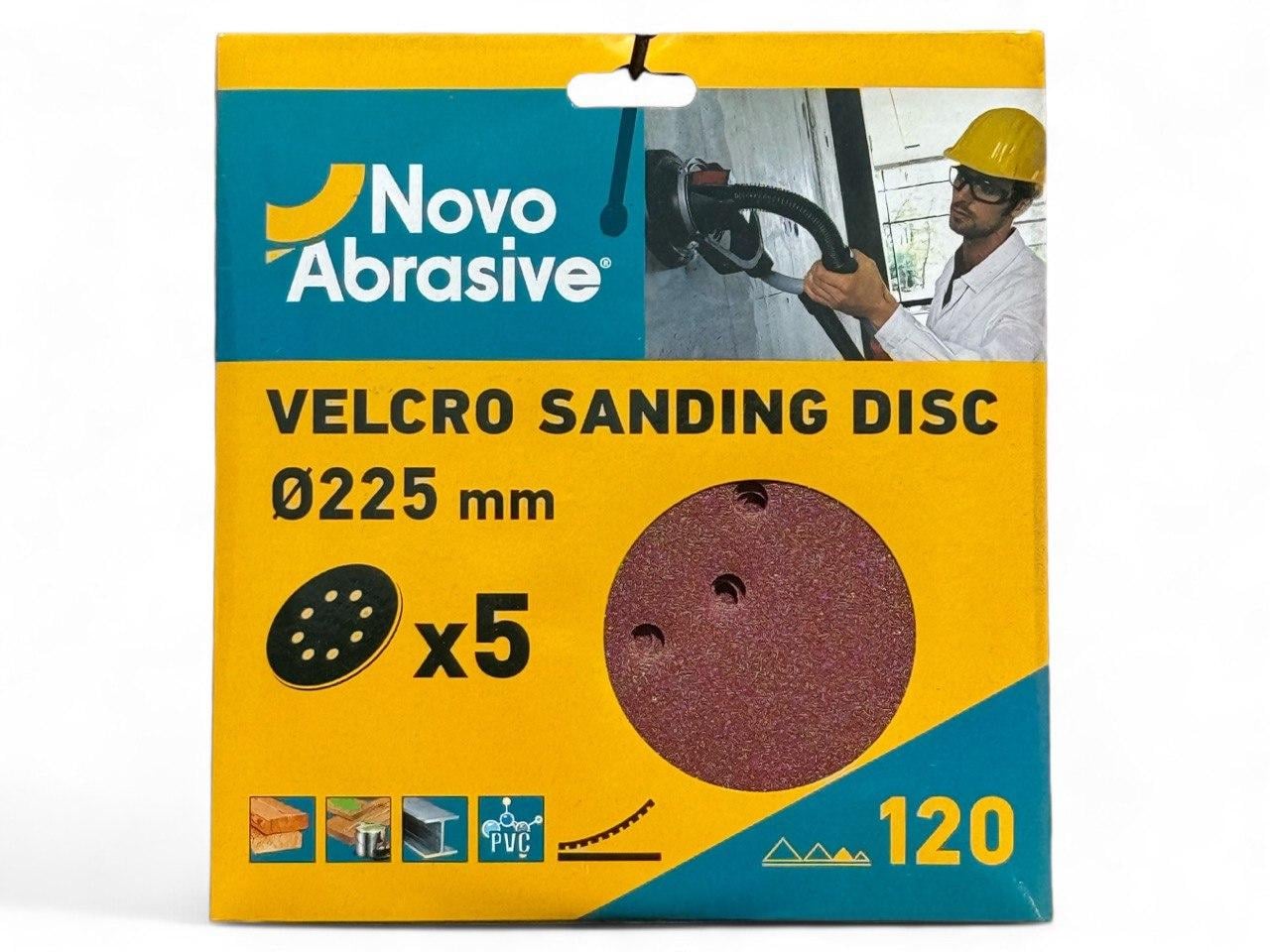 Круг шліфувальний NovoAbrasive Р120 на липучці з отворами 225 мм 5 шт. (23812397)
