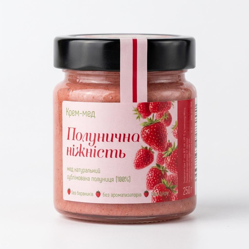 Крем-мед Золотой Нектар Клубничная нежность натуральный медовый десерт 250 г Крем-мед Золотой Нектар Клубничная нежность натуральный медовый десерт 250 г