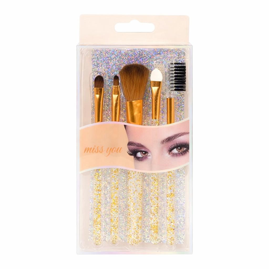 Набір пензлів для макіяжу R36972 5 шт. 16 см Жовтий (33088147)